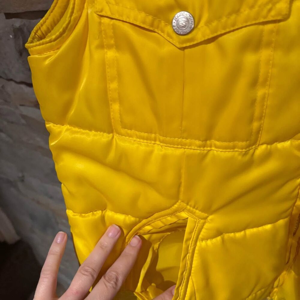 Vintage Tommy Jeans Yellow Puffer Vest Size LG Y2K Coat Jacket Medium - Picture 4 of 7